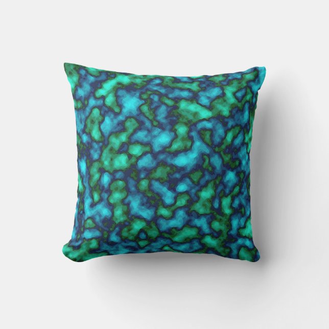 Blue and Green Abstract Pattern Cushion (Front)