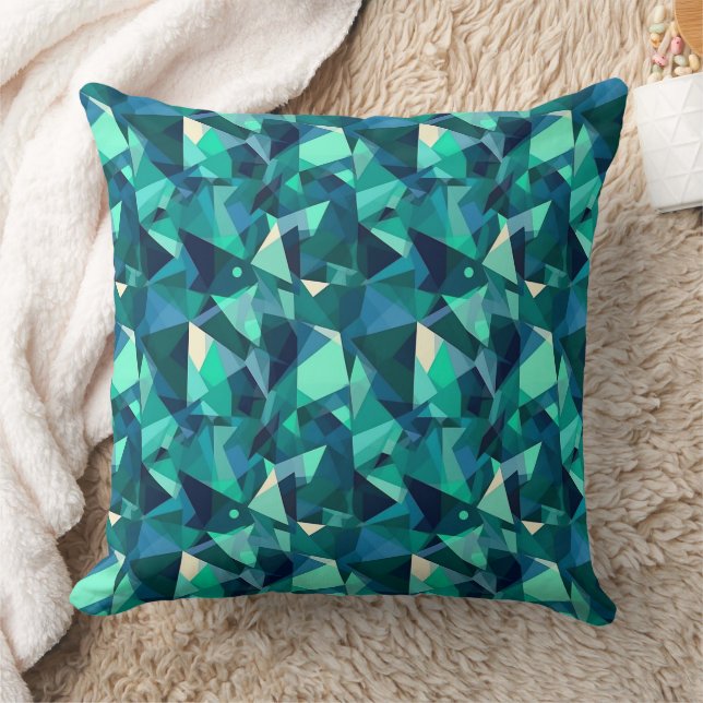Blue and green abstract shapes pattern  cushion (Blanket)
