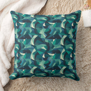 Blue and green abstract shapes pattern  cushion