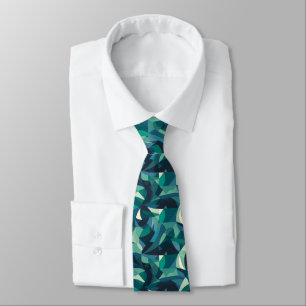Blue and green abstract shapes pattern  tie