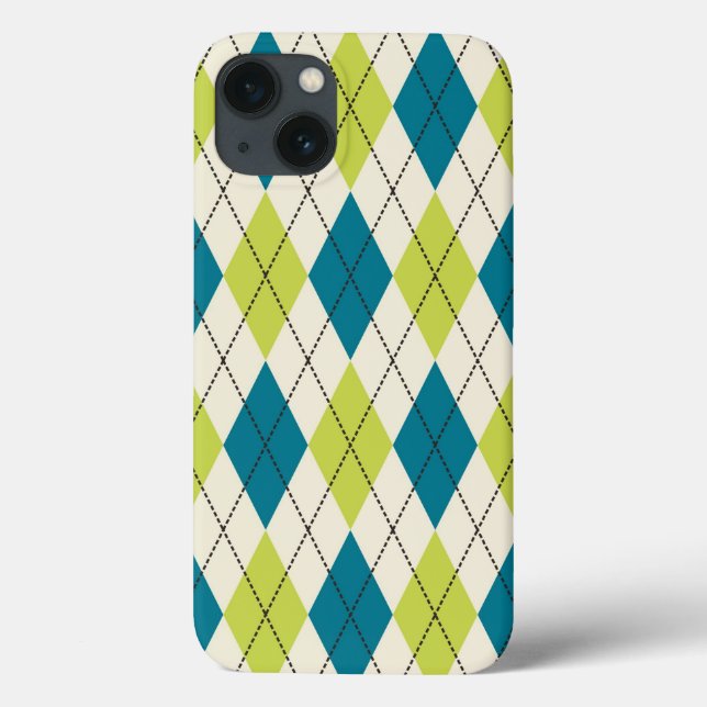 Blue And Green Argyle Case-Mate iPhone Case (Back)