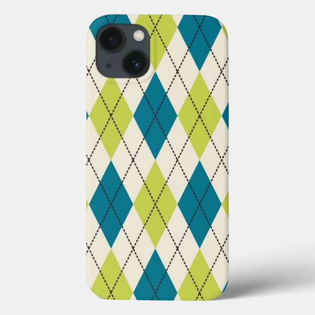 Blue And Green Argyle Case-Mate iPhone Case (Back)