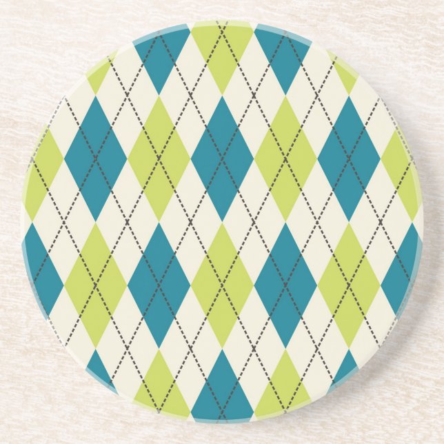 Blue And Green Argyle Coaster (Front)