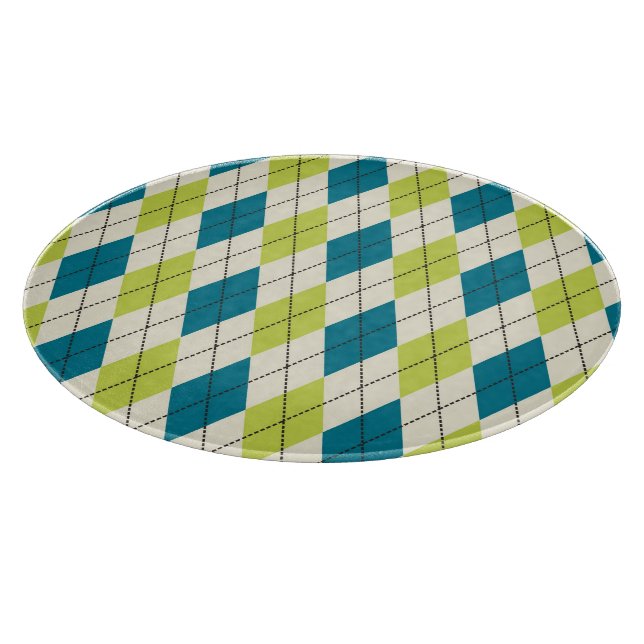 Blue And Green Argyle Cutting Board (Corner)