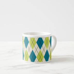 Blue And Green Argyle Espresso Cup