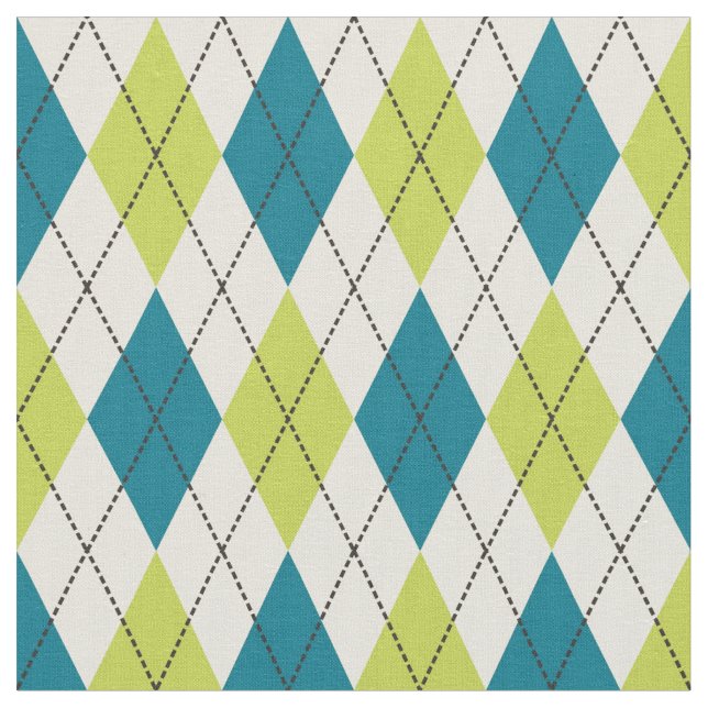 Blue And Green Argyle Fabric (Close Up)