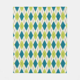 Blue And Green Argyle Fleece Blanket