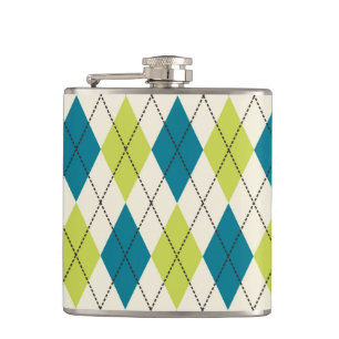 Blue And Green Argyle Hip Flask