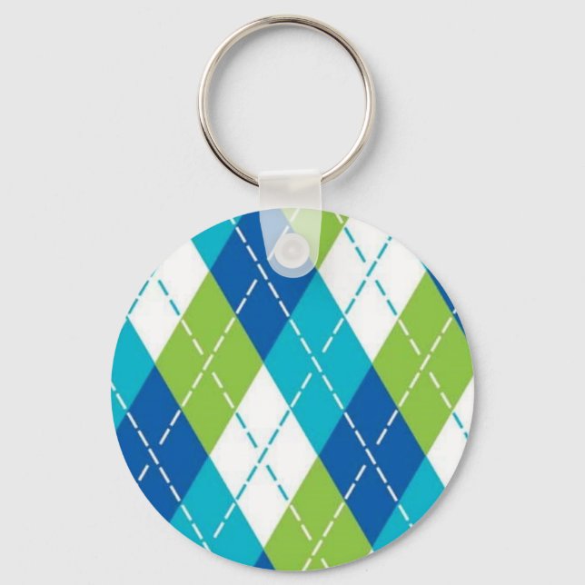 Blue and Green Argyle Key Ring (Front)