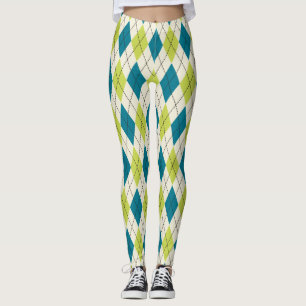 Blue And Green Argyle Leggings