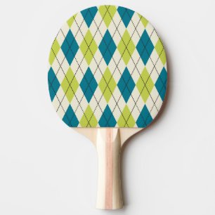 Blue And Green Argyle Ping Pong Paddle