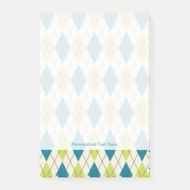 Blue And Green Argyle Post-it Notes (Front)