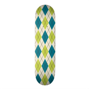 Blue And Green Argyle Skateboard