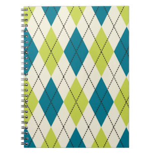 Blue And Green Argyle Spiral Notebook