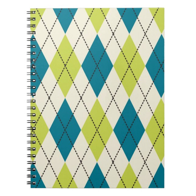 Blue And Green Argyle Spiral Notebook (Front)