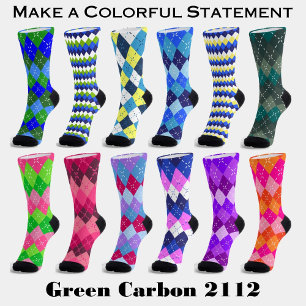Blue and Green Argyle with White Stitching Socks