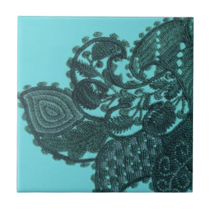 Blue And Green Bohemian Paisley Tile