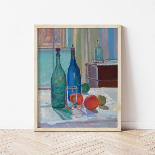Blue and Green Bottles and Oranges Spencer Gore Poster