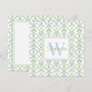 Blue and Green Bows and Vines Lattice Card