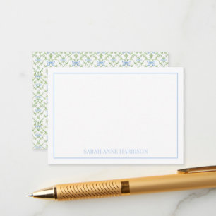 Blue and Green Bows and Vines Lattice Enclosure Card