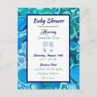 Blue and Green Boy's Baby Shower Invitation