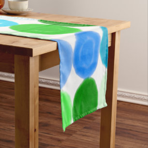 Blue and Green Bubbles Short Table Runner
