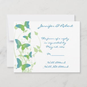 Blue and Green Butterfly Vine Response Card