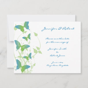 Blue and Green Butterfly Vine Save the Date