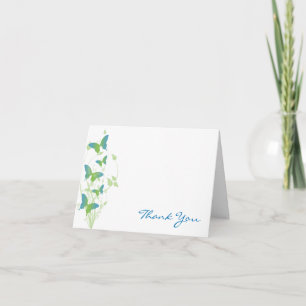 Blue and Green Butterfly Vine Thank You Card