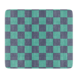 Blue and Green Chequerboard Cutting Board