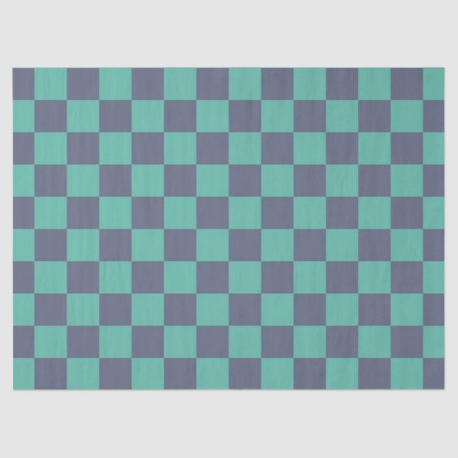Blue and Green Chequerboard Tissue Paper (Front)
