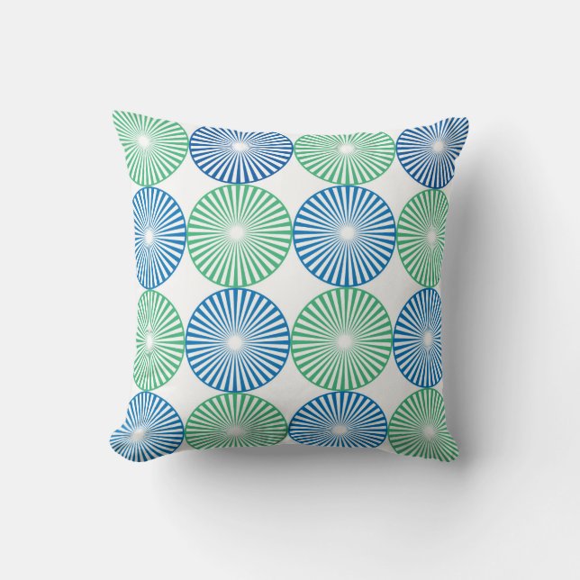 Blue and green circles pattern cushion (Front)