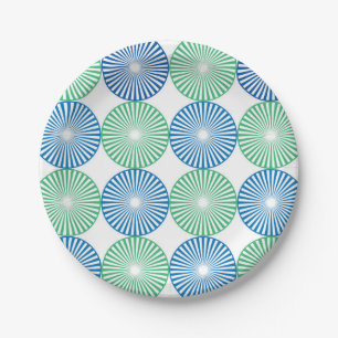 Blue and green circles ;pattern paper plate