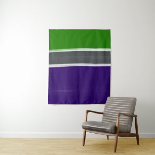 Blue and Green Colour Block Art Tapestry