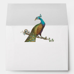 Blue and Green Copper Gold Vintage Peacock Wedding Envelopes
