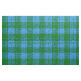 Blue and Green Crosshatch Chequered Design Fabric