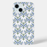 blue and green damask ornament pointillism