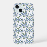 blue and green damask ornament pointillism