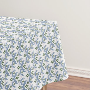 blue and green damask ornament pointillism tablecloth