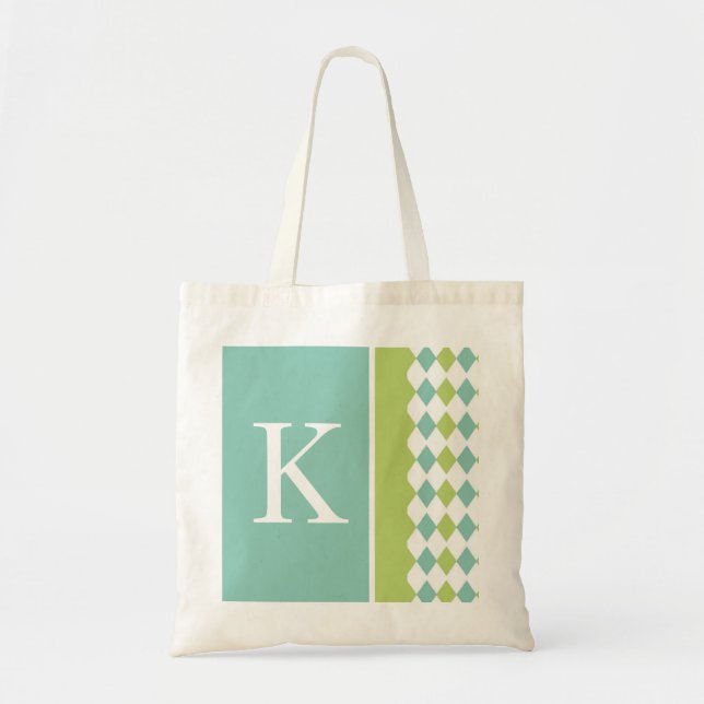 Blue and Green Diamond Monogram Bag (Front)