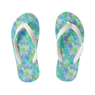 Blue and green diamonds . kid's jandals