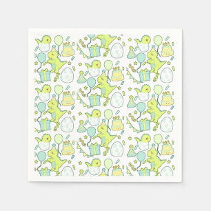 Blue And Green Dinosaur Birthday Napkin