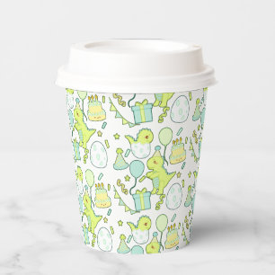 Blue And Green Dinosaur Birthday  Paper Cups