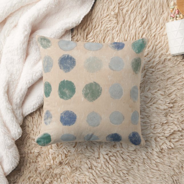 Blue and Green Dot Throw Pillow (Blanket)
