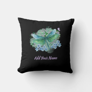 Blue and Green Dragonfly Throw Pillow