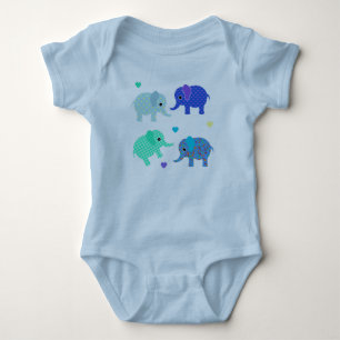Blue and Green Elephants Baby Bodysuit