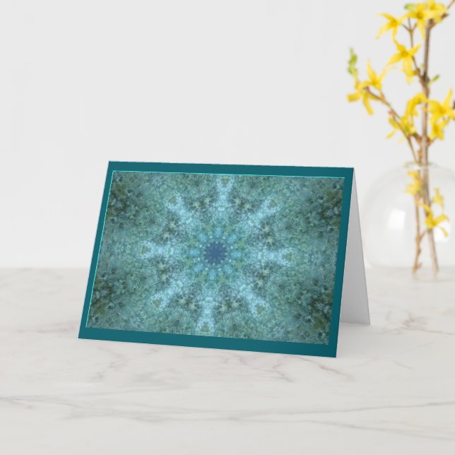 Blue and Green Fantasy Greeting Card (Yellow Flower)