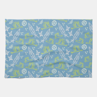 Blue and Green Feathers and Birds Tea Towel
