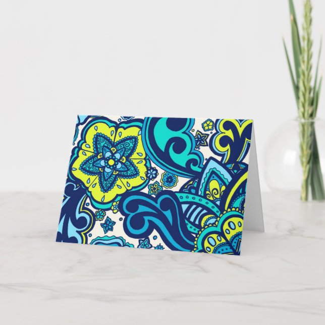 Blue and Green Floral Card (Front)