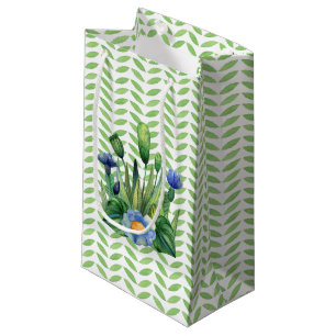 Blue And Green Floral Garden Small Gift Bag